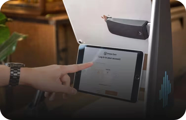 A user following the login setup on a POS terminal