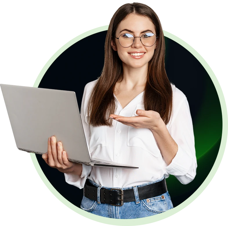 POS consultant presenting a laptop
